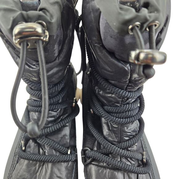 Sorel Kinetic Snow Boots Womens 9 Black White Lace Up Comfort Winter Gorpcore - Picture 7 of 13